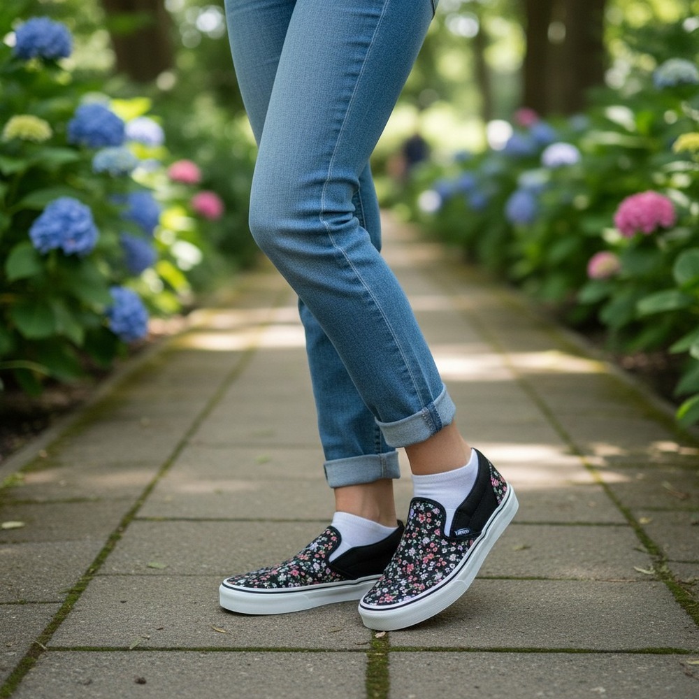 Vans Classic Slip-On Ditsy Floral Canvas Sneakers Womens 9 Fall cottagecore
